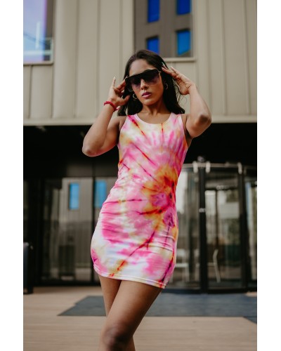 Slim dresses Tie Die Pink