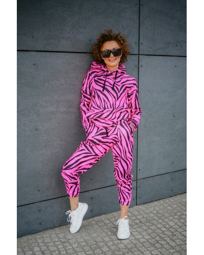 Bluza z kapturem Zebras Neon Pink