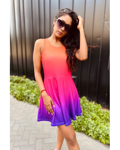 Flared Dress Ombre Orange Purple