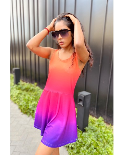 Flared Dress Ombre Orange Purple