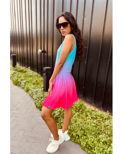 Flared Dress Ombre Mint Pink