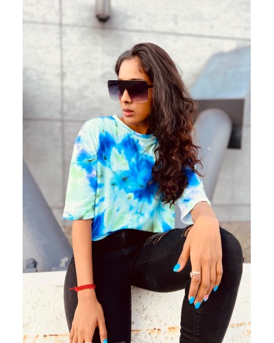 T-shirt Crop Tie Die Green