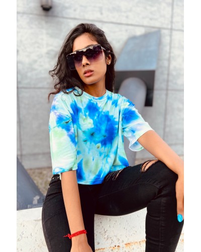 T-shirt Crop Tie Die Green
