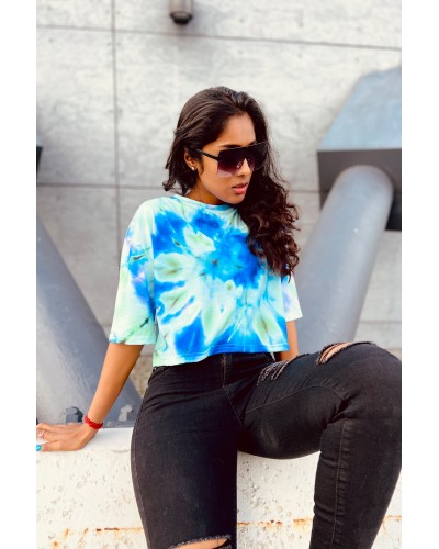 T-shirt Crop Tie Die Green