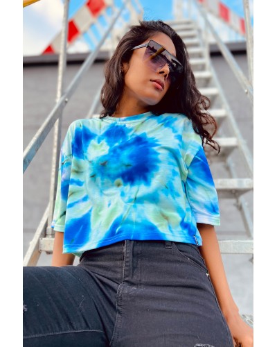 T-shirt Crop Tie Die Green