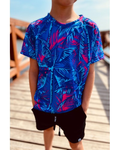 T-Shirt Neon Palms Blue