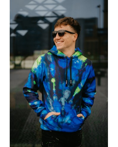 Hoodie with the hood Tie Die Blue