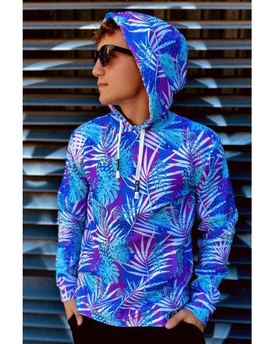 Hoodie with the hood Blue Palms