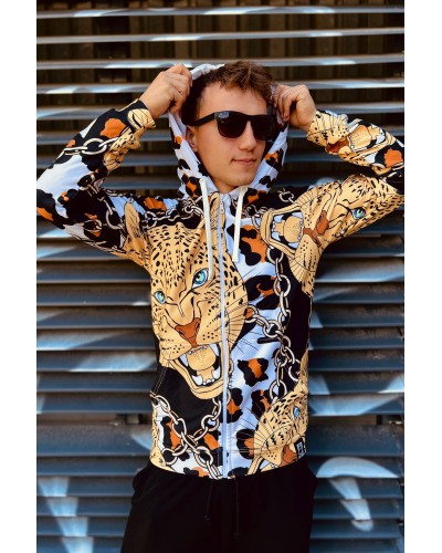 Hoodie zip Leopard Spots