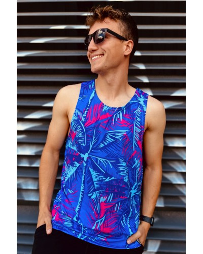 Tank Top Neon Palms Blue