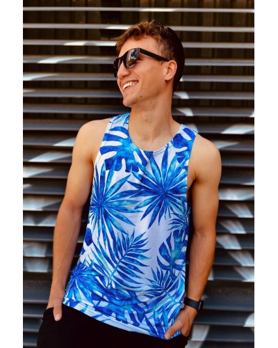 Tank Top Blue Summer Palm