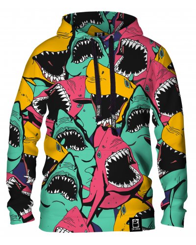 Hoodie with the hood Angry Sharks