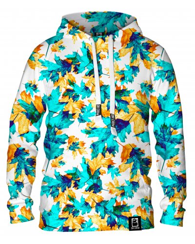 Hoodie with the hood Cyan Leaves