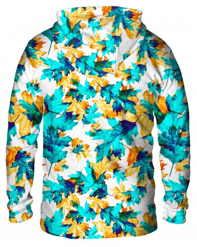 Hoodie with the hood Cyan Leaves