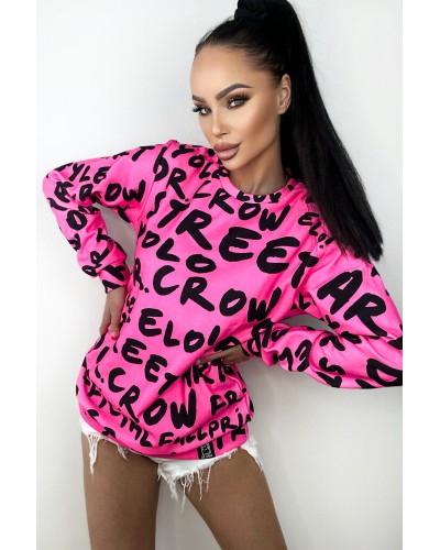 Hoodie without the hood Dr.Crow Neon Pink