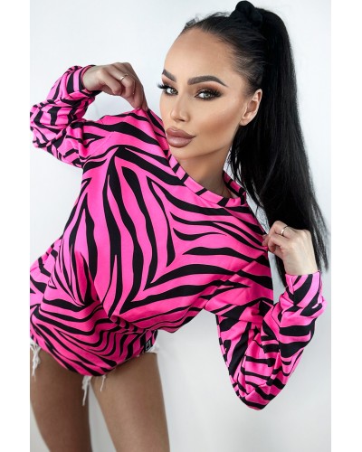 Bluza bez kaptura Zebras Neon Pink