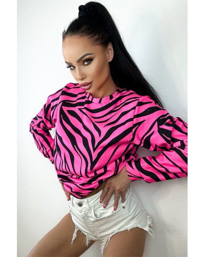 Hoodie without the hood Zebras Neon Pink