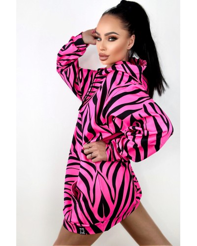 Bluza Oversize Zebras Neon Pink