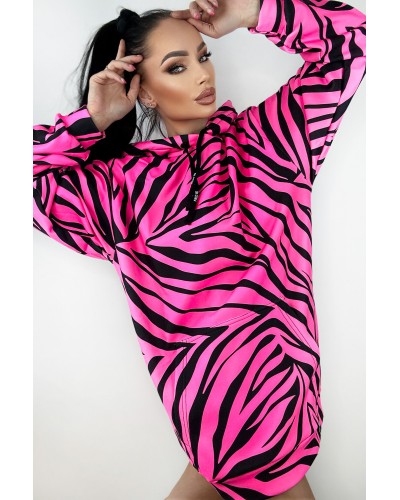 Bluza Oversize Zebras Neon Pink