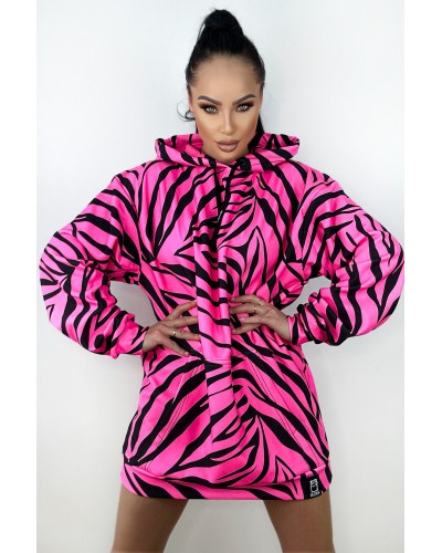 Bluza Oversize Zebras Neon Pink