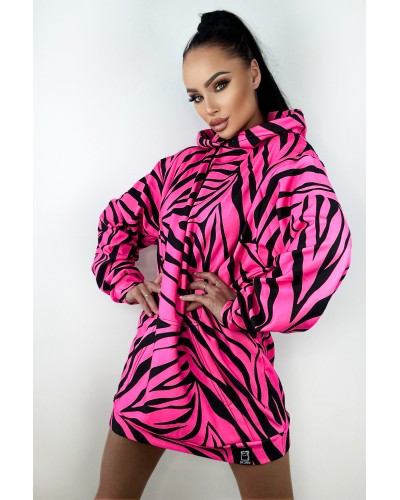 Bluza Oversize Zebras Neon Pink