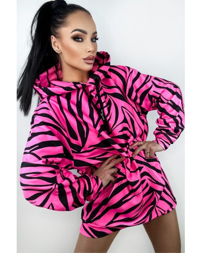 Bluza Oversize Zebras Neon Pink