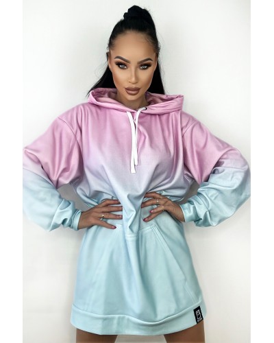 Bluza Oversize Ombre Blue Pink