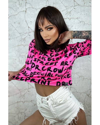 T-shirt Crop Dr.Crow Neon Pink