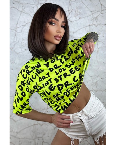 T-shirt Crop Dr.Crow Neon Yellow