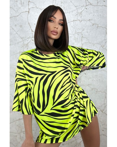 T-Shirt Oversize Zebras Neon Yellow