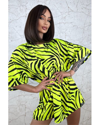 T-Shirt Oversize Zebras Neon Yellow