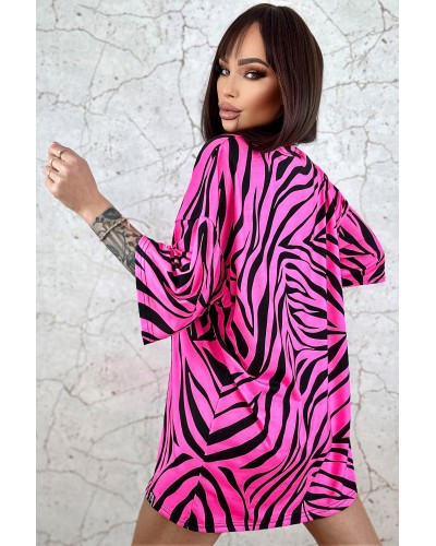 T-Shirt Oversize Zebras Neon Pink