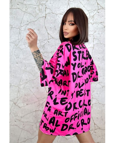 T-Shirt Oversize Dr.Crow Neon Pink