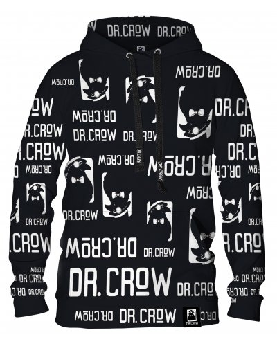 Hoodie with the hood Dr.Crow Logo Black