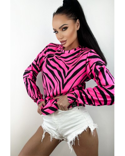 Bluza bez kaptura Zebras Neon Pink