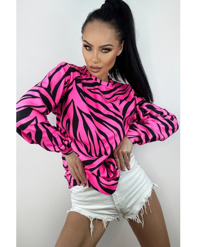 copy of Hoodie without the hood Zebras Neon Pink