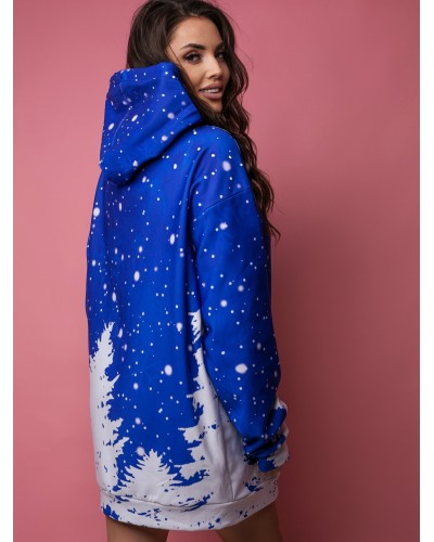 Bluza Oversize Christmas Tree Blue