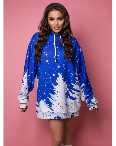 Bluza Oversize Christmas Tree Blue