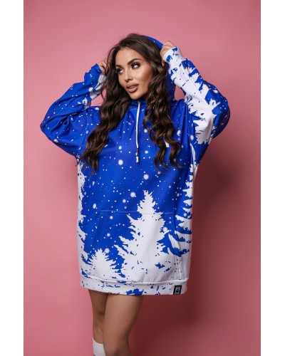 Bluza Oversize Christmas Tree Blue