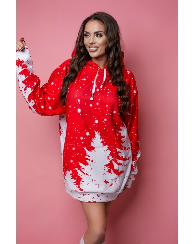 Bluza Oversize Christmas Tree Red