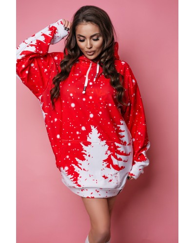 Bluza Oversize Christmas Tree Red