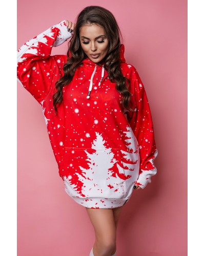 copy of Hoodies Oversize Christmas Tree Red