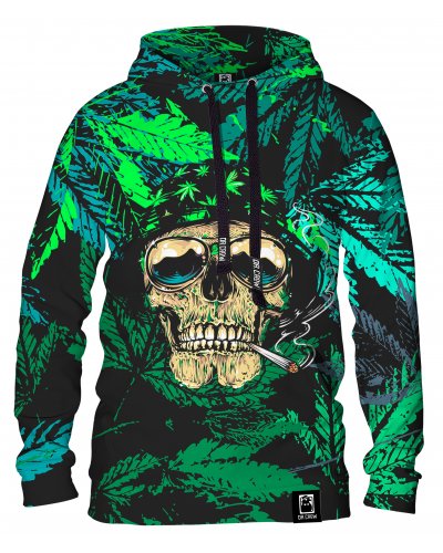 Hoodie with the hood Rasta Skull Green