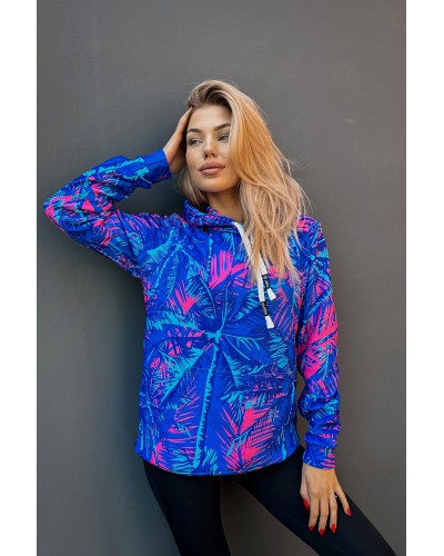 Bluza z kapturem Neon Palms Blue