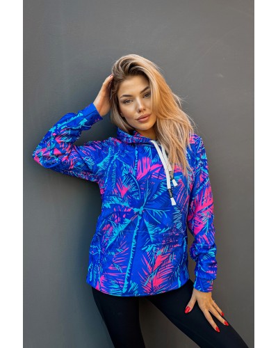 Bluza z kapturem Neon Palms Blue