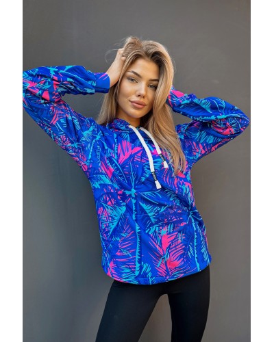 Bluza z kapturem Neon Palms Blue