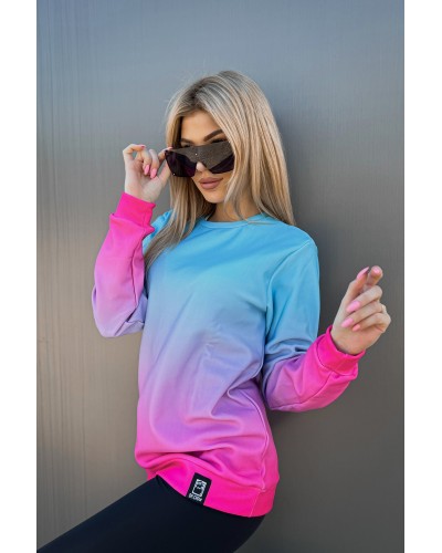 Hoodie without the hood Ombre Mint Pink