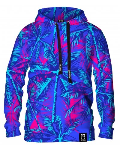 Hoodie with the hood Neon Palms Blue