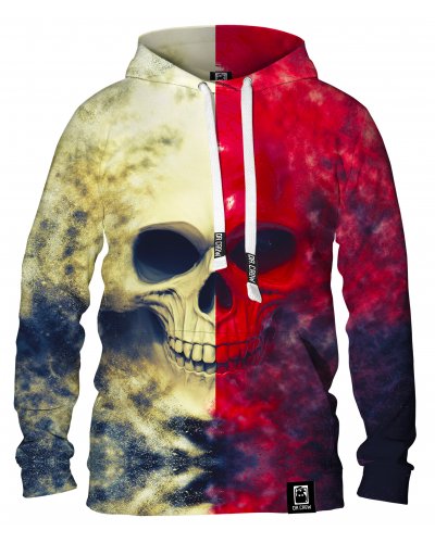 Hoodie with the hood White Red Skull