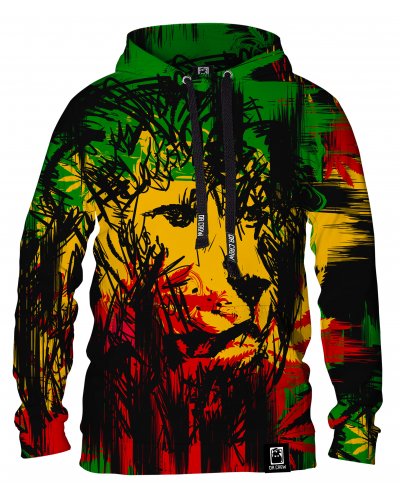 Hoodie with the hood Rasta Lion